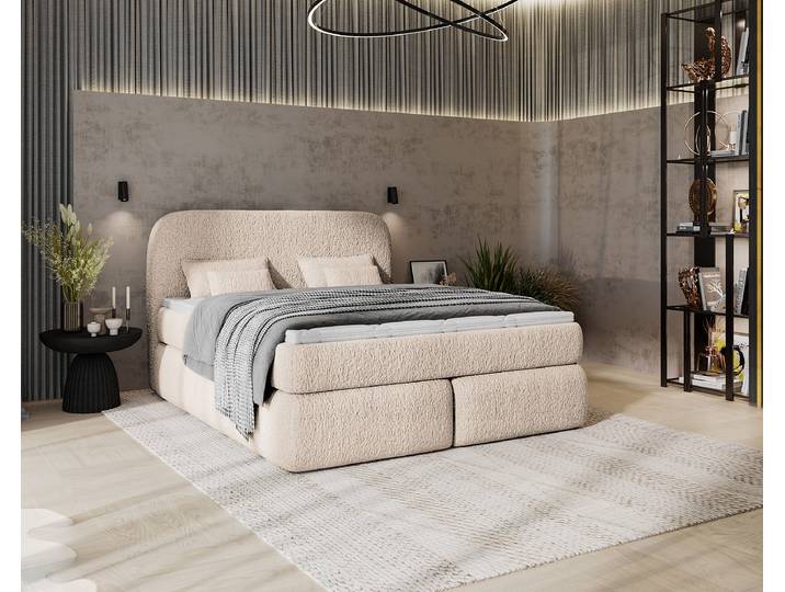 Boxspringbett Amodou 180 x 200cm Teddystoff Svea Braun