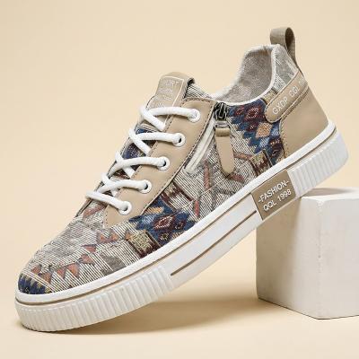 LightInthebox Men's Blue Pattern High Top Sneakers, Lace-Up Street Casual Style for Young Men, Campus, Skateboarding, Travel and Weekend Wear