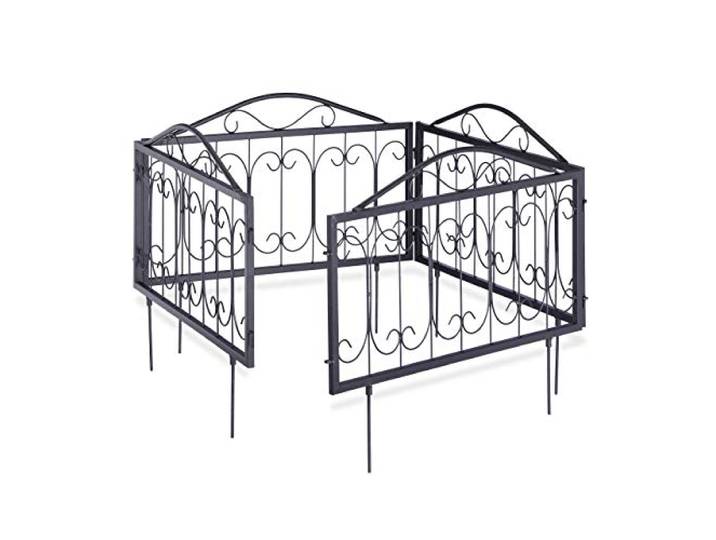 Relaxdays Clôture décorative de Jardin en métal\, 12 Panneaux extérieurs avec Ornements\, Bordure de Jardin Vintage\, 6\,75 m\, Noir