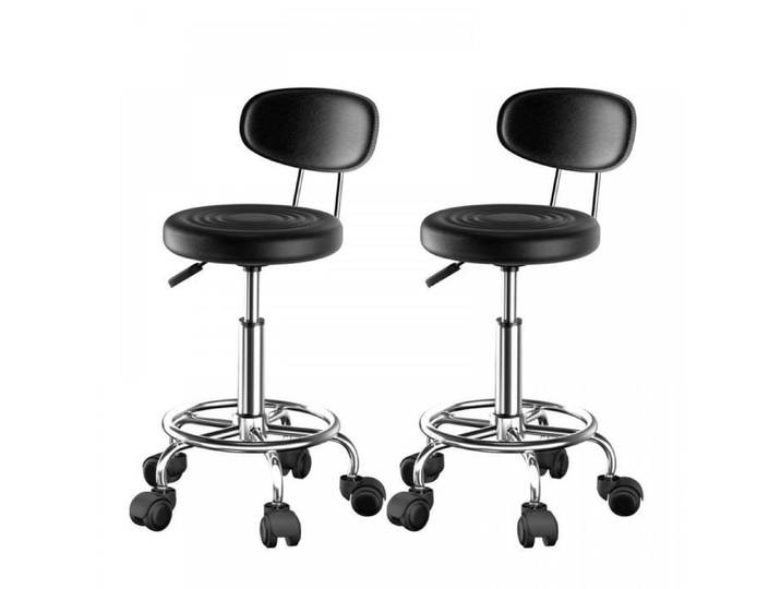 Tabouret À Dossier À Poulie - MIPAN - Lot De 2 - Chaise De Bureau Pivotante - Relevable - Cuir Pu - 34*34*69-83.5cm - Noir