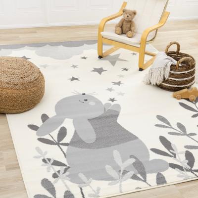 Northside Decor "Cream Grey Bunny Kids Nursery Area Rug, 3'11"" x 5'7"""