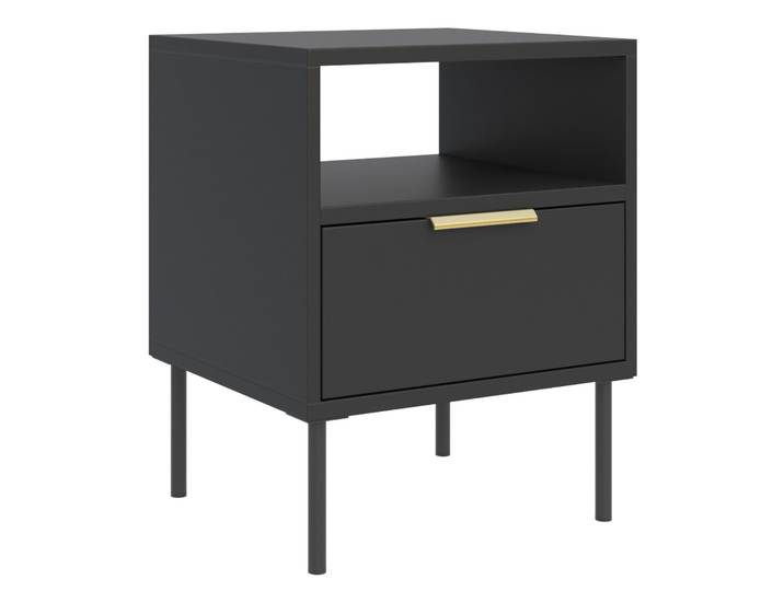 Nachttisch Vena mit Schublade und Fach 45 cm Schwarz