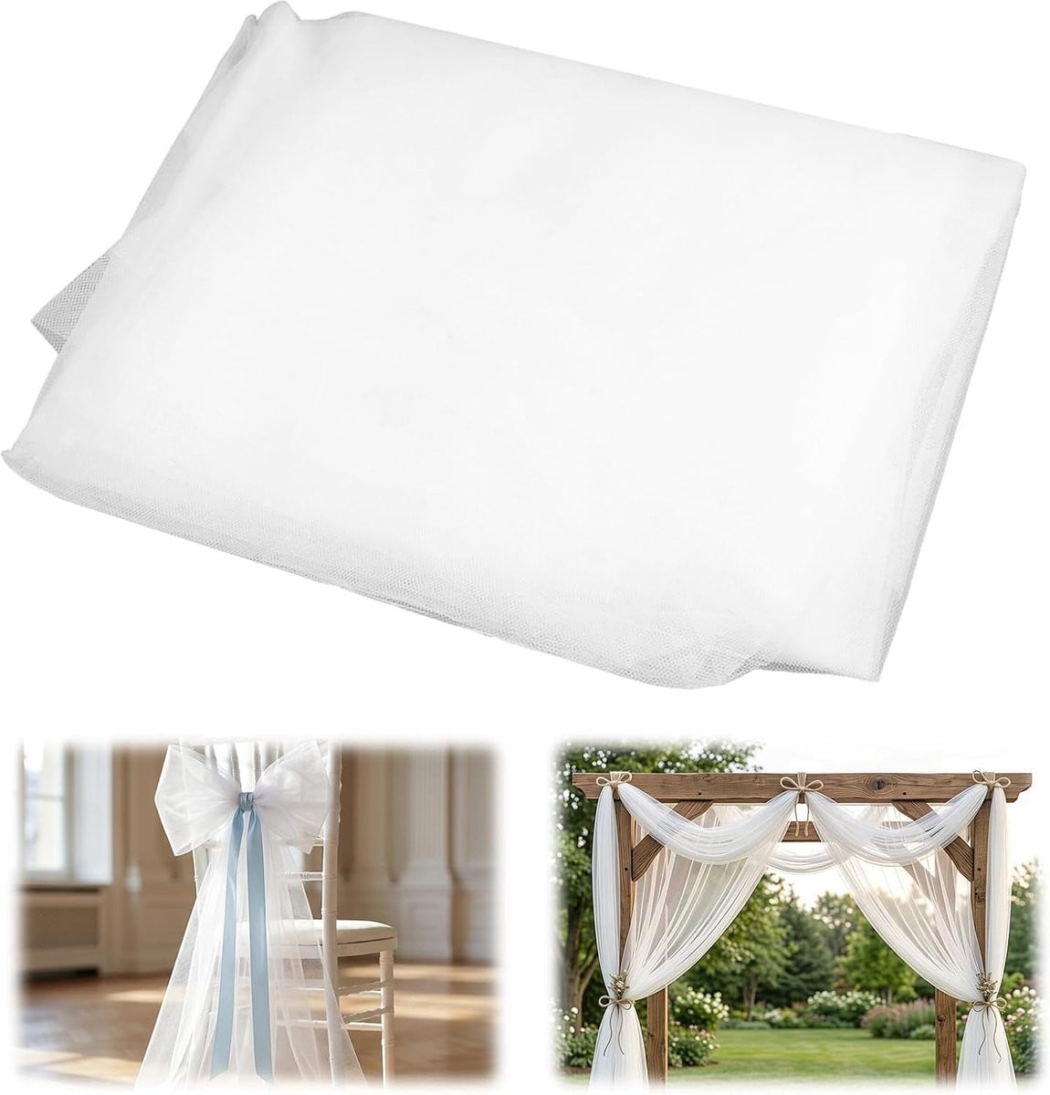 Witte tule stof per meter voor decoratie en naaiprojecten