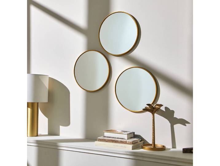 Miroir rond contour coloris doré - lot de 3 - Blancheporte