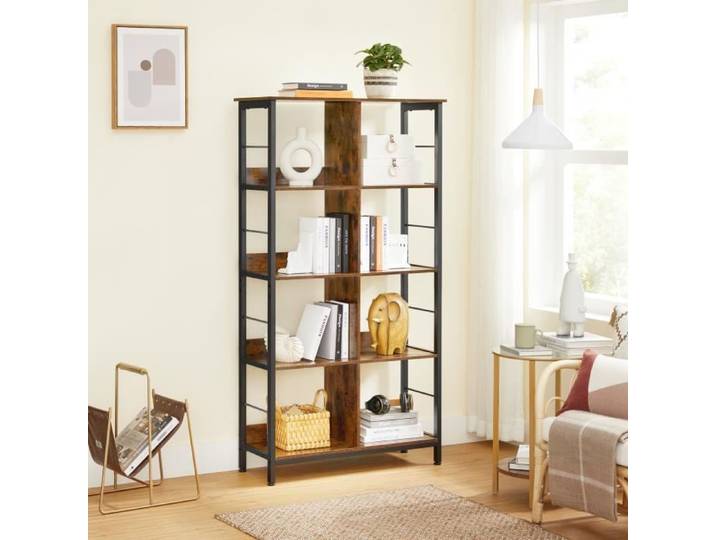 VASAGLE Bibliothèque 8 compartiments Étagère Livres Meuble de Rangement Ouvert 80 x 33 x 149 cm Style Industriel LLS105B01