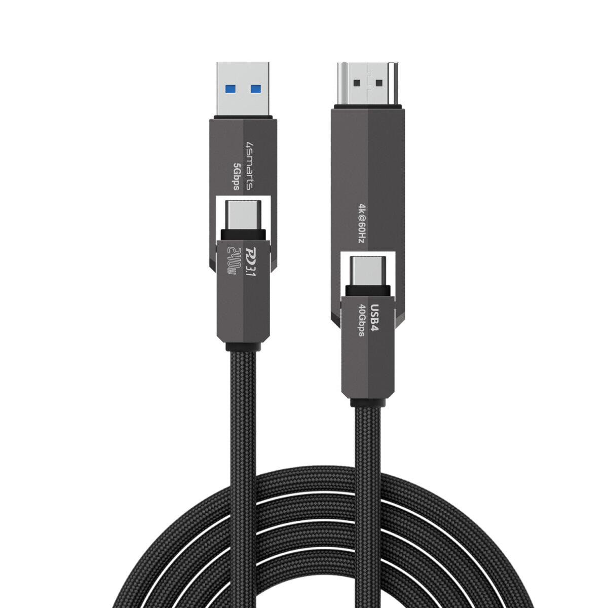4smarts USB4 HDMI Kabel ComboCord 240W 1.5m, schwarz