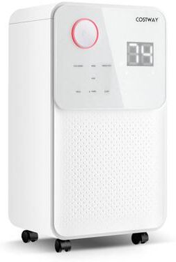 Costway 32 Pints 2000 Sq. Ft Dehumidifier for Home and Basements with 3-Color Digital Display-White