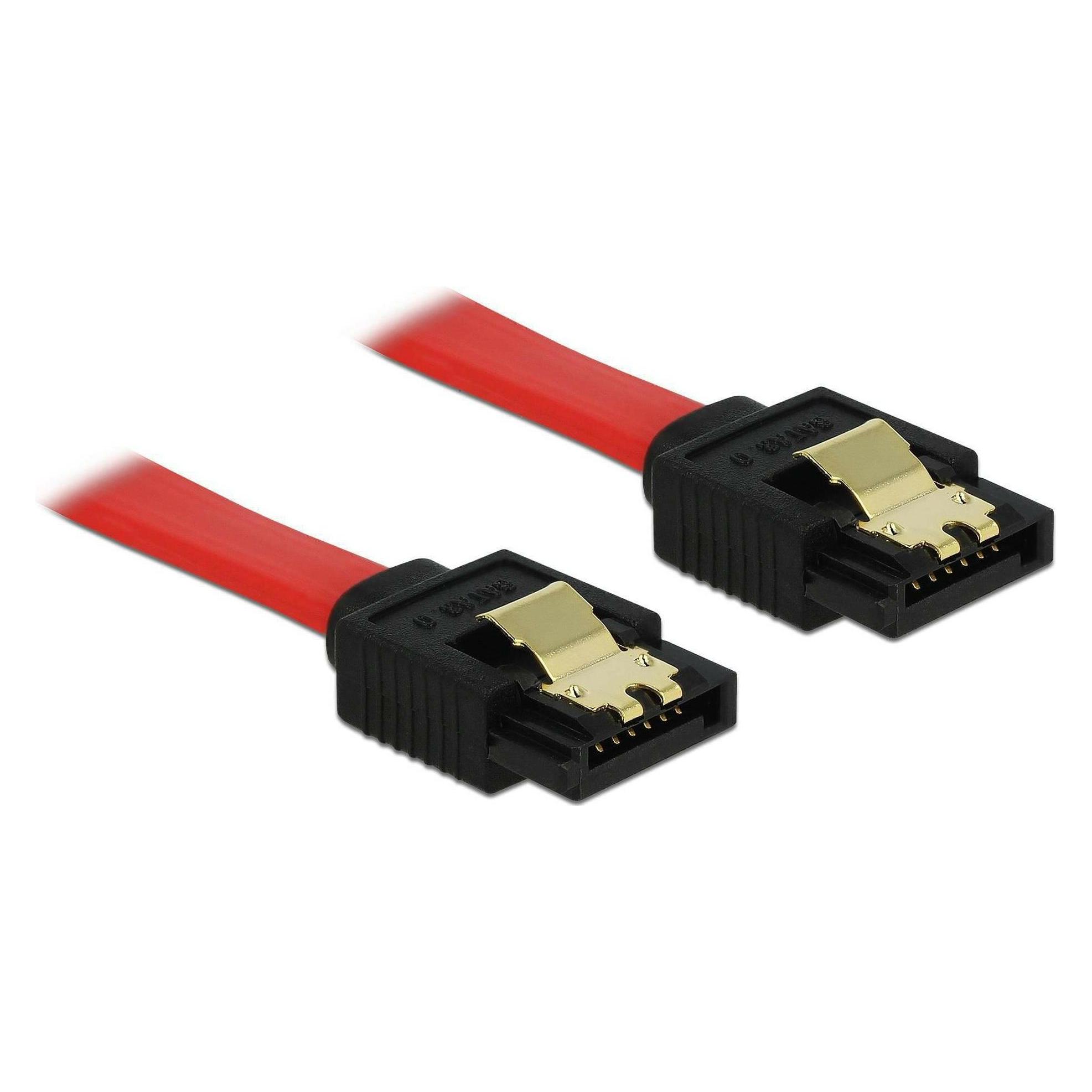 Delock SATA3 Kabel: 1.0m, Metall Clip, rot (100 cm, SATA III) (82679)