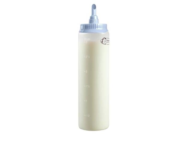 Bestron Deegschep met schaal, deegdispenser voor 700 ml, voor crêpes, poffertjes, pannenkoeken, wafels, muffins of donutdeeg, kleur: blauw/wit