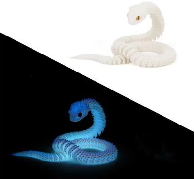 Uplifted Finds 3D Printed Luminous Snake Figurine Articulated Movable Joint Toy Home Office Desktop Decor b Glow 30cm