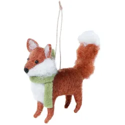 Christbaumschmuck Fuchs Wolle 10cm Figur 1 Stück Bruchfest Weihnachtsbaum Anhänger Weihnachten Weihnachtsbaumschmuck Fuchs Waldtier Orange Weiß Grün