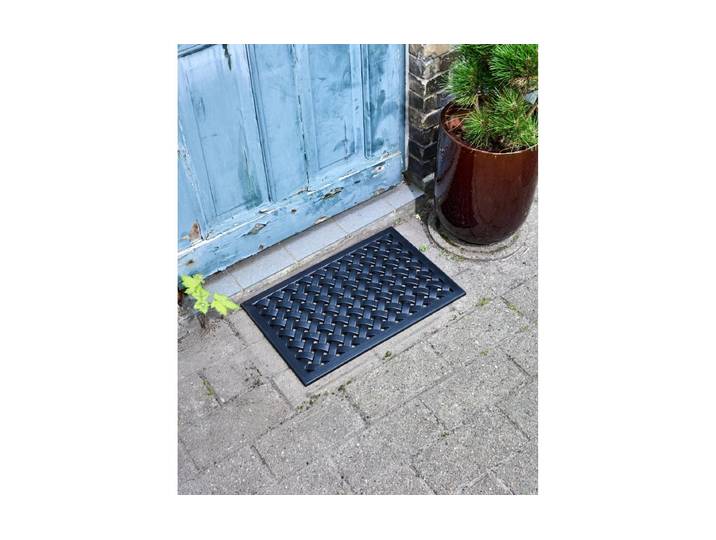 Fussmatte House Doctor Braid, 90 x 40 cm , schwarz, B:40cm L:90cm, Gummi, Kunststoff, Teppiche, Fussmatte