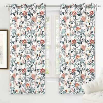 DriftAway Ada Floral Botanical Print Flower Leaf Lined Blackout Window Curtains