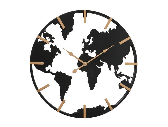 Wanduhr Earth II Schwarz/Goldfarben Ø ca. 50cm