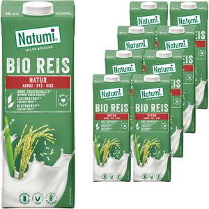 Natumi Reisdrink Natur, BIO, ohne Zuckerzusatz, je 1 Liter, 8 Stück