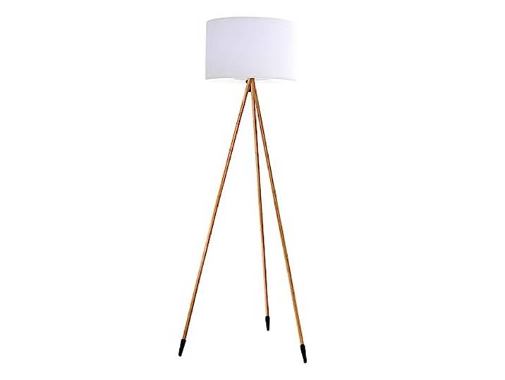 Lumisky Lampadaire trépied sans fil design scandinave couleur bois extérieur LED blanc chaud/blanc dimmable TAMBOURY WOOD H155cm