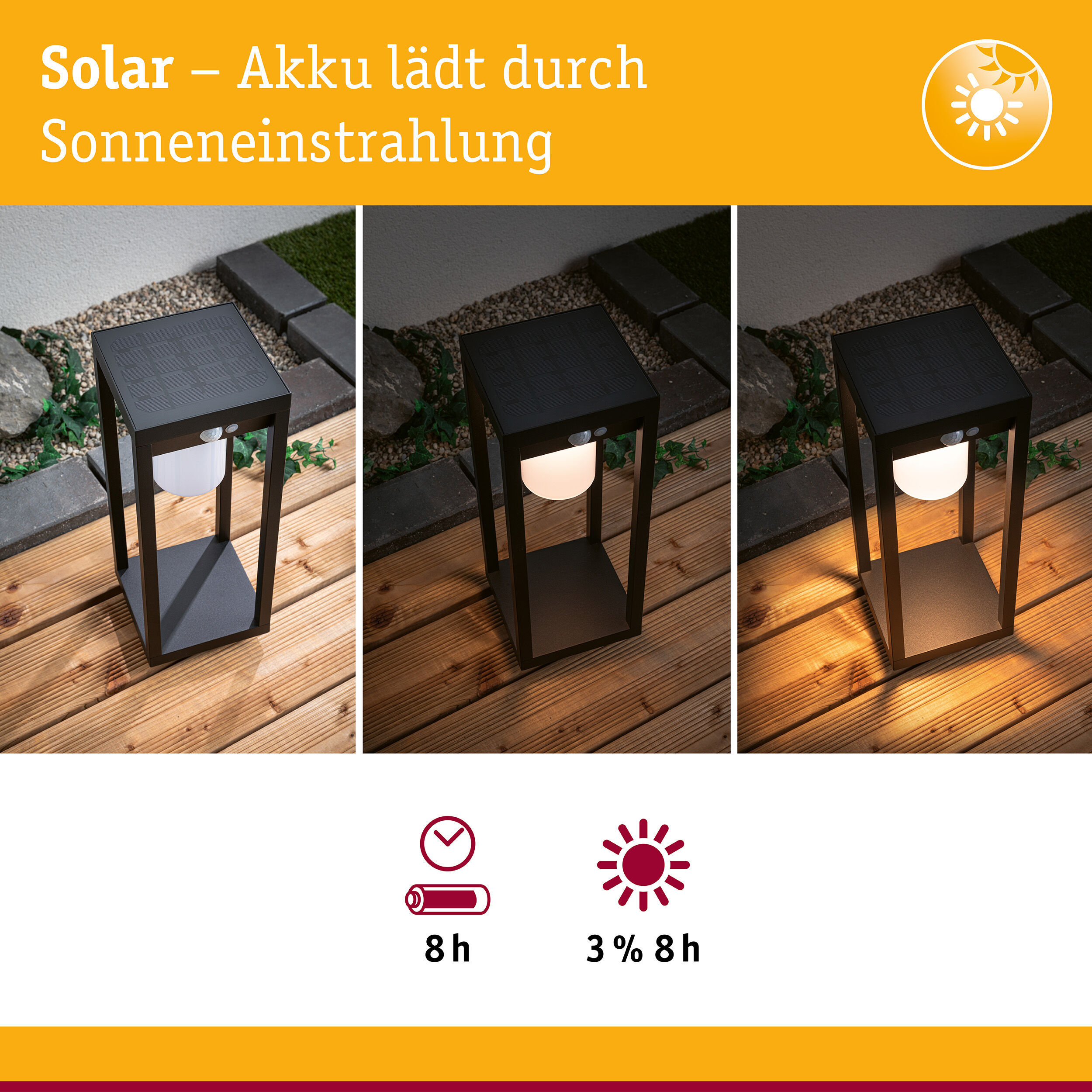 LED Gartenstrahler PAULMANN "Solar Lichtobjekt Marisol IP44 3000K 350lm Schwarz", schwarz, B:15cm H:40cm T:15cm, Leuchten, LED Gartenstrahler, Bewegungsmelder