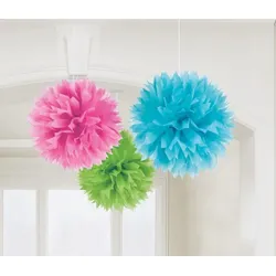 3 Fluffy Dekobälle bunt pastell