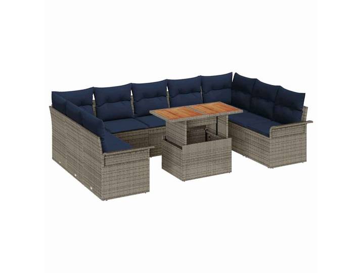 vidaXL Loungesofa Garten-Sofa-Set 10 stk. Grau und Marineblau, 10 Teile