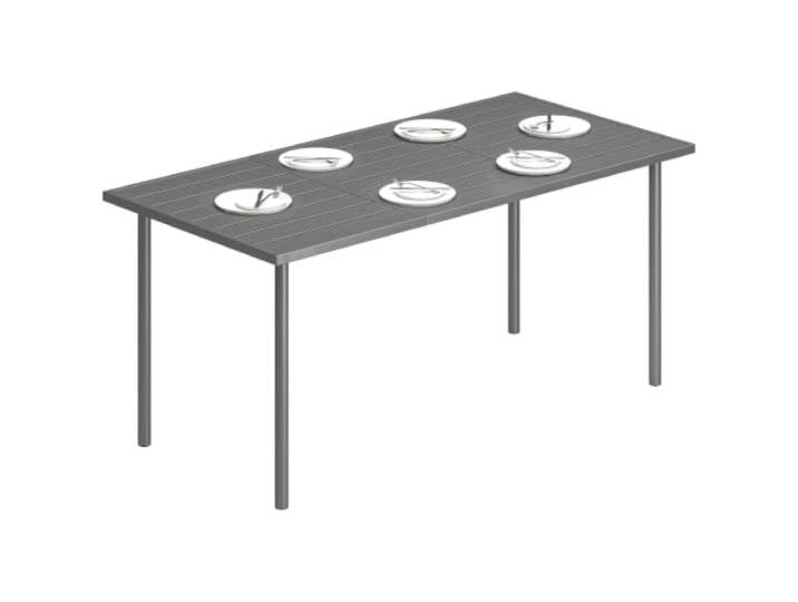 Outsunny Gartentisch 165 x 80 cm für 6 Personen Esstisch Outdoor Dunkelgrau Mit Lamellen-Tischplatte, Stahlrahmen, Rechteckiger Terrassentisch, Wetterfeste Balkontisch, für Garten Balkon Terrasse