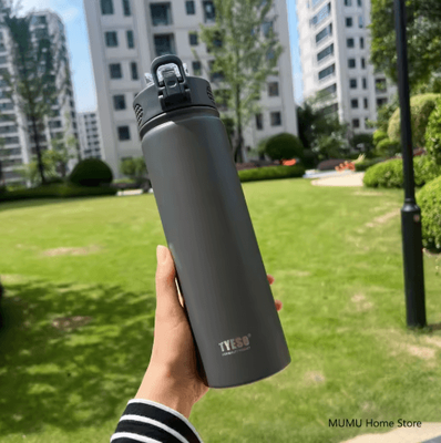 Inspire Picks TYESO Stainless Steel Thermos Bottle With Straw 600ml 750ml Thermal Mug gray 750ml