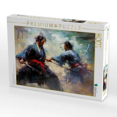 CALVENDO Puzzle Kampftraining zweier Samurai | 1000 Teile Lege-Größe 64x48cm Foto-Puzzle für glückliche Stunden