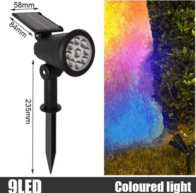 Inspire Curations 9LED RGB Solar Spotlights IP65 Outdoor Garden Landscape Lights rgb 1pc