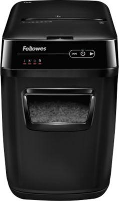 Aktenvernichter Fellowes® AutoMax™ 150C, Vollautomatik, Partikelschnitt 4 x 38 mm, P-4, 32 l, 150 Blatt Schnittleistung, Sicherheitsstopp, schwarz
