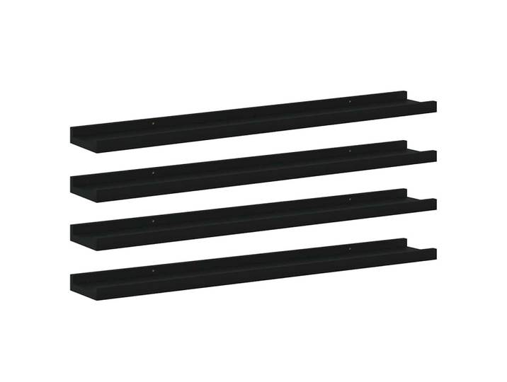 vidaXL Wandregale 4er set Schwarz 80/9X3 Cm, Rechteckig, 80x3x9 cm, Wohnzimmer, Regale, Wandregale
