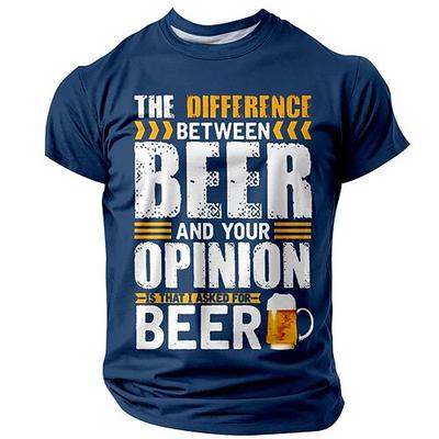 Herren Lustiges Bier Grafik T-Shirt - 'Der Unterschied zwischen Bier und deiner Meinung' humorvolles Kurzarm Oberteil