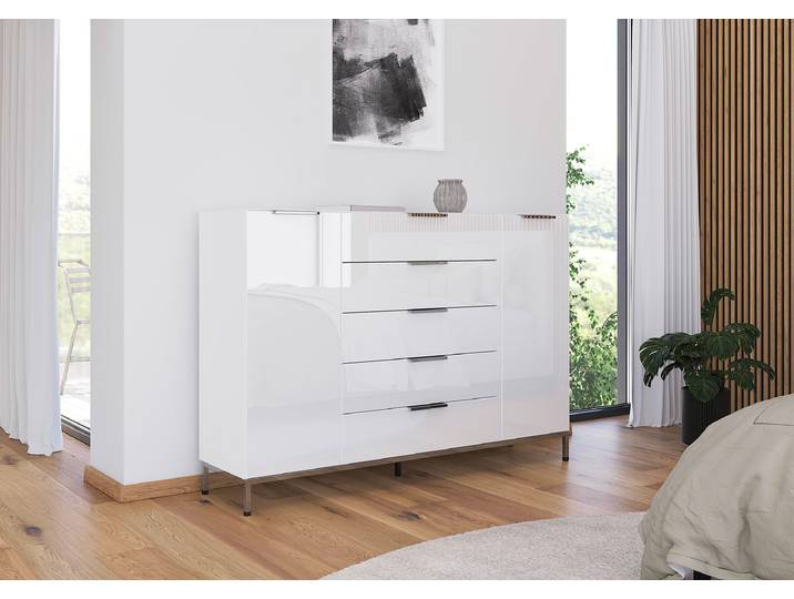 Buffet Flipp Verre avec structure 111 160cm Blanc
