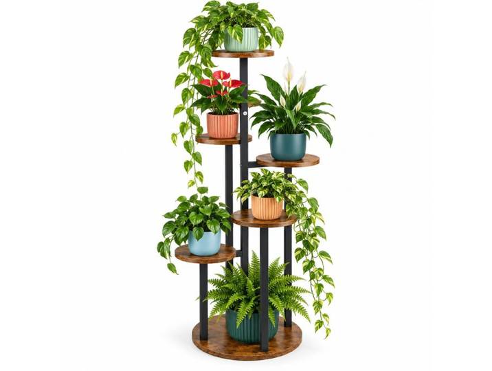 Relaxdays Porte-plantes à tablettes rondes