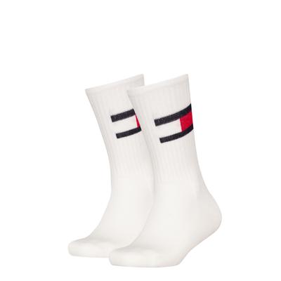 Socken TOMMY HILFIGER "TH KIDS SOCK FLAG", Mädchen, Gr. 31-34, weiß, Baumwollmischung, normal, Socken Socken, halbe Frotteesohle für zusätzlichen Komfort