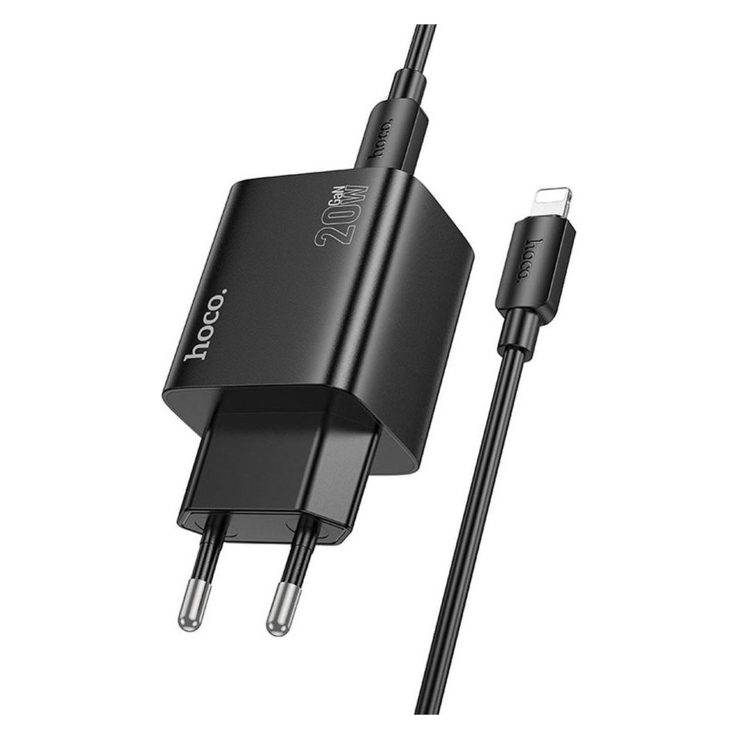 Hoco Handy-Ladegerät 2 x USB-C + 2 x USB-A, QC 3.0, PD 3 A, 20 W + Kabel USB-C auf Lightning, N55, (20 W, 4 Ports) (61074537)