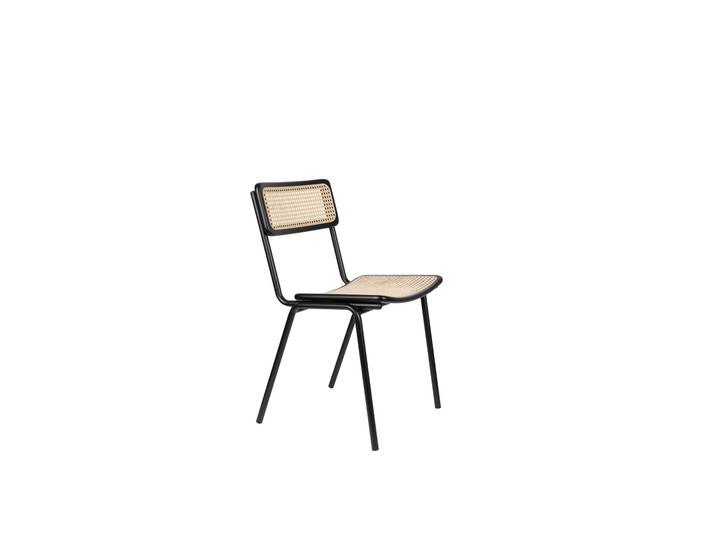 2er Set Zuiver Jort Esszimmerstuhl Stahl/Rattan Natur/Schwarz