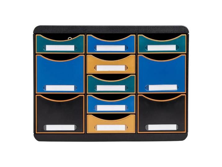 EXACOMPTA Module de classement Storebox Multi 11 tiroirs Neo Deco - Couleurs assorties