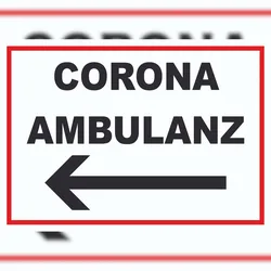 HB-Druck Corona Ambulanz Pfeil links Schild A0 (841x1189mm)