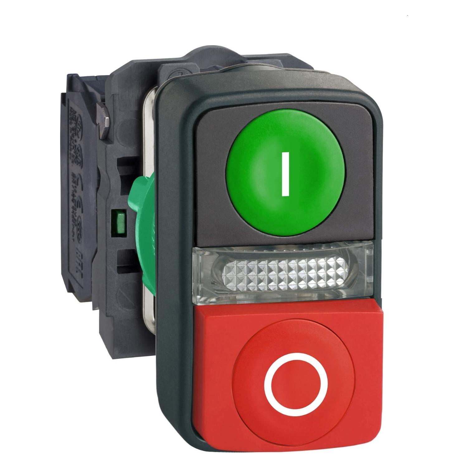 Schneider Electric Ill Pushbutton Dbl Green I Red O 1NO/1NC (XB5AW73731B5)