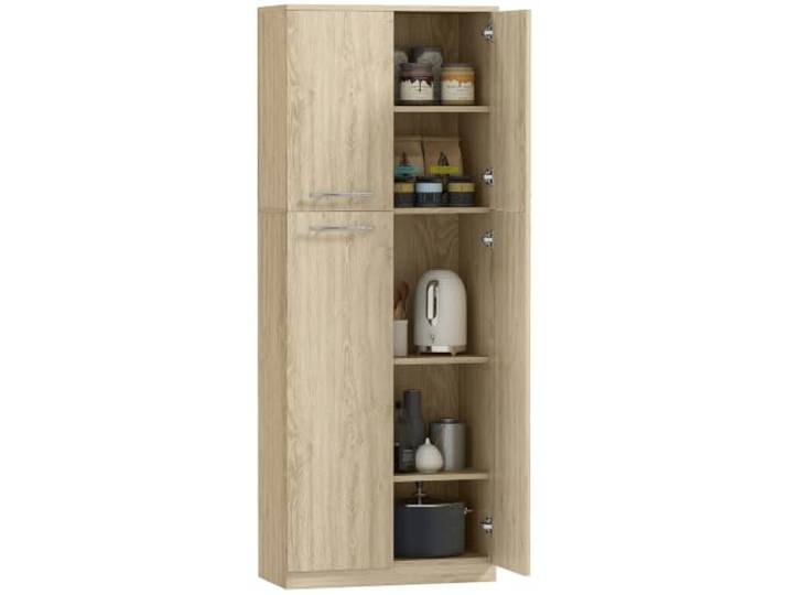 HOMCOM Küchen-Kredenz mit 2 Schränken verstellbare Regale Eiche Vorratsschrank, Küchenschrank aus MDF, für Esszimmer, Wohnzimmer, Wohnraum, 59x31x155 cm