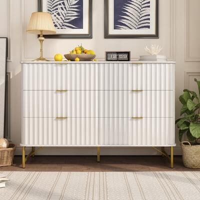 Ostweer Chest of Drawers White Side Cabinet with Drawers, Accent Cabinet Storage Cabinet Corner Cabinet Coffee Cabinet