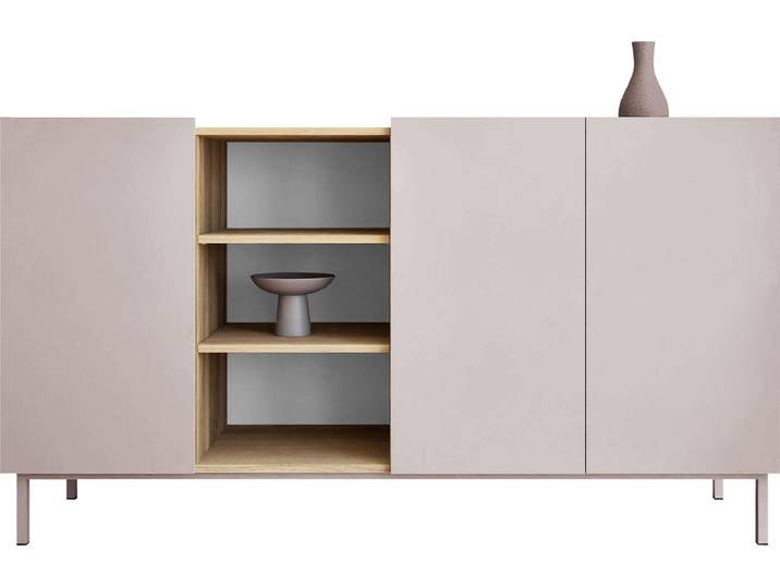 MIRJAN24 Sideboard System 72, Stilvoll Wohnzimmer, Sideboard mit drei Drehtüren (Farbe: Cashmere / Cashmere + Eiche Cremona)