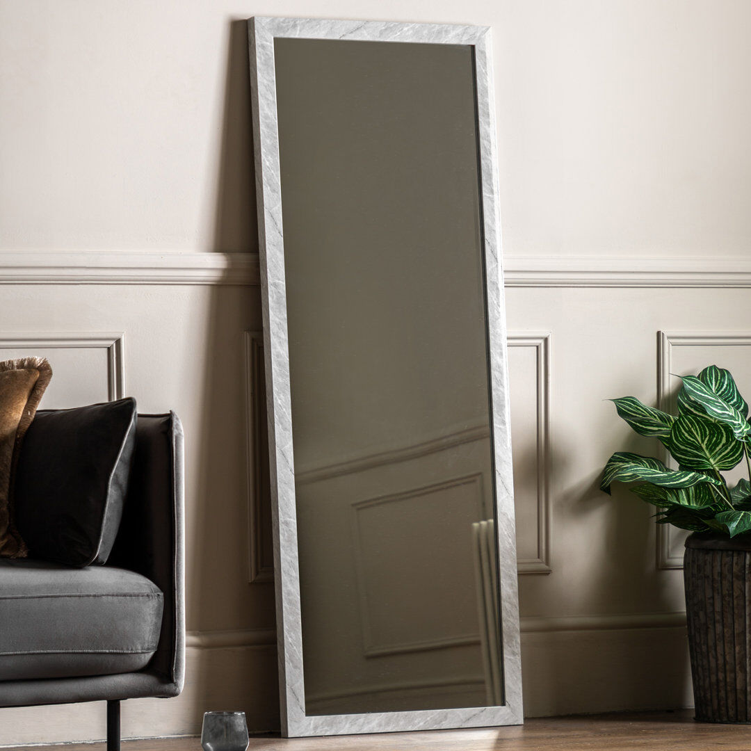 Metro Deanette Rectangle Wall Overmantel Mirror White 157 cm H x 57 cm W