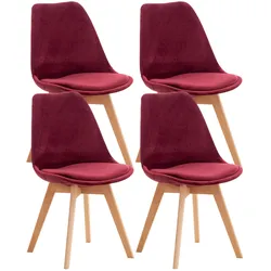 CLP 4er Set Stuhl Linares Samt   Farbe: bordeauxrot, Material: Samt