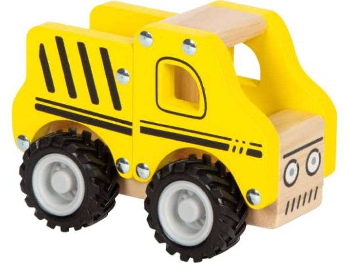 small foot Baufahrzeug aus Holz, mit Ladefläche und gummierten Rädern, für Kinder ab 18 Monaten, 11096, Gelb