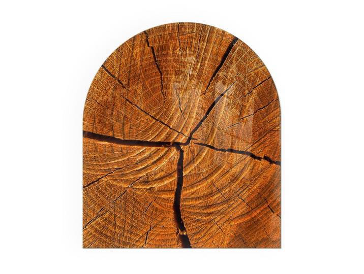KAMINBODENPLATTE 80x70 cm - Holzmaserung im Querschnitt