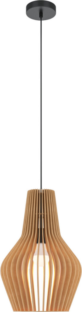 Maytoni Roots hanglamp met zwarte houten kap, diameter 30 cm, 1x E27, 40W