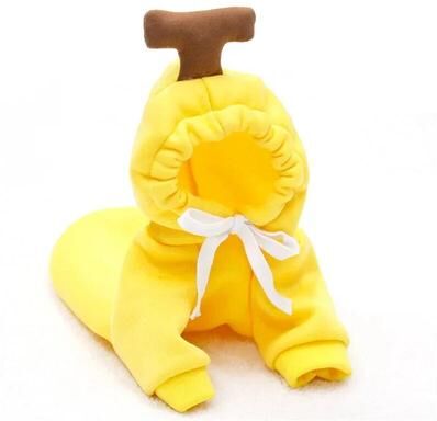 ModernMart Cute Fruit Dog Clothes: Warm Fleece Pet Hoodies For Small Dogs Banana XL