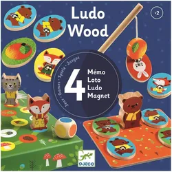 Djeco Magnetspiel Ludo Wood (Englisch, 1 Spieler)