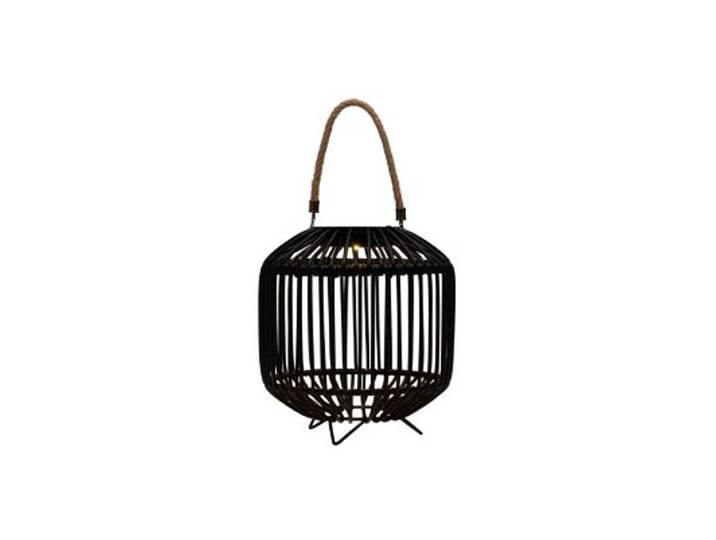 Suspension / Lanterne solaire type rotin noire