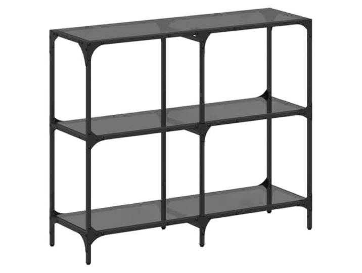 Coespram Konsolentisch Schwarz Glasplatte 98x30x81 cm Flurtisch Stahl Moderne Glaskonsole für Flur und Wohnzimmer mit pflegeleichter Oberfläche und stabiler Metallkonstruktion.